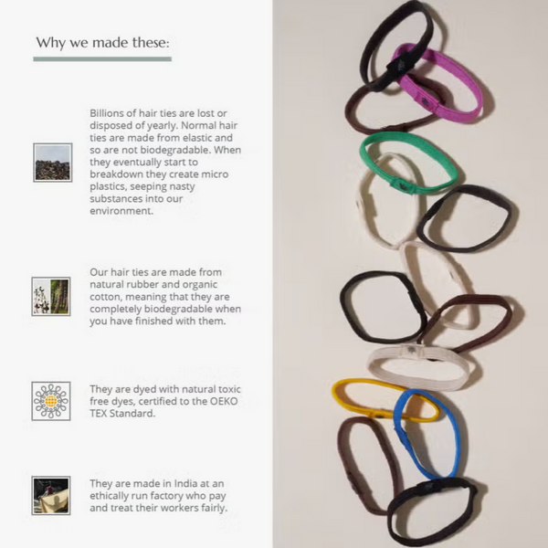 Plastic Free Hair Ties, Colors