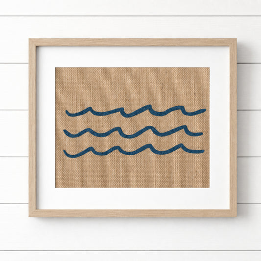 Waves 8x10 Burlap Art Print
