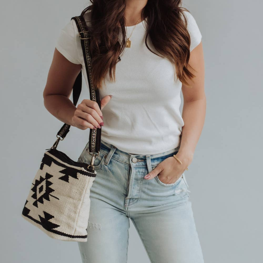 Cream & Black Aztec Crossbody