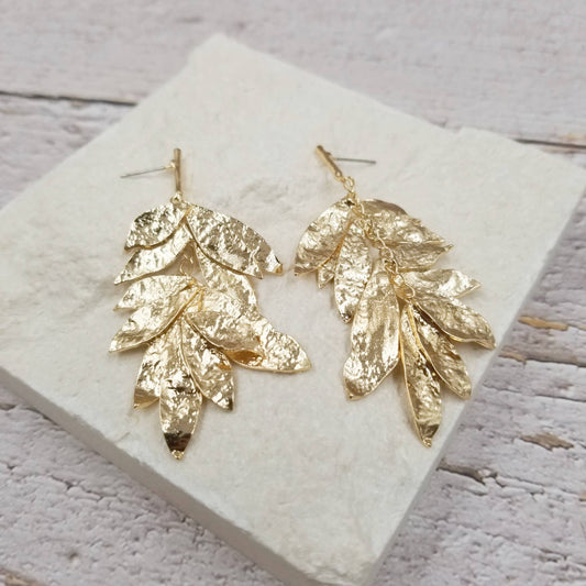Layered Gold Leaf Earrings