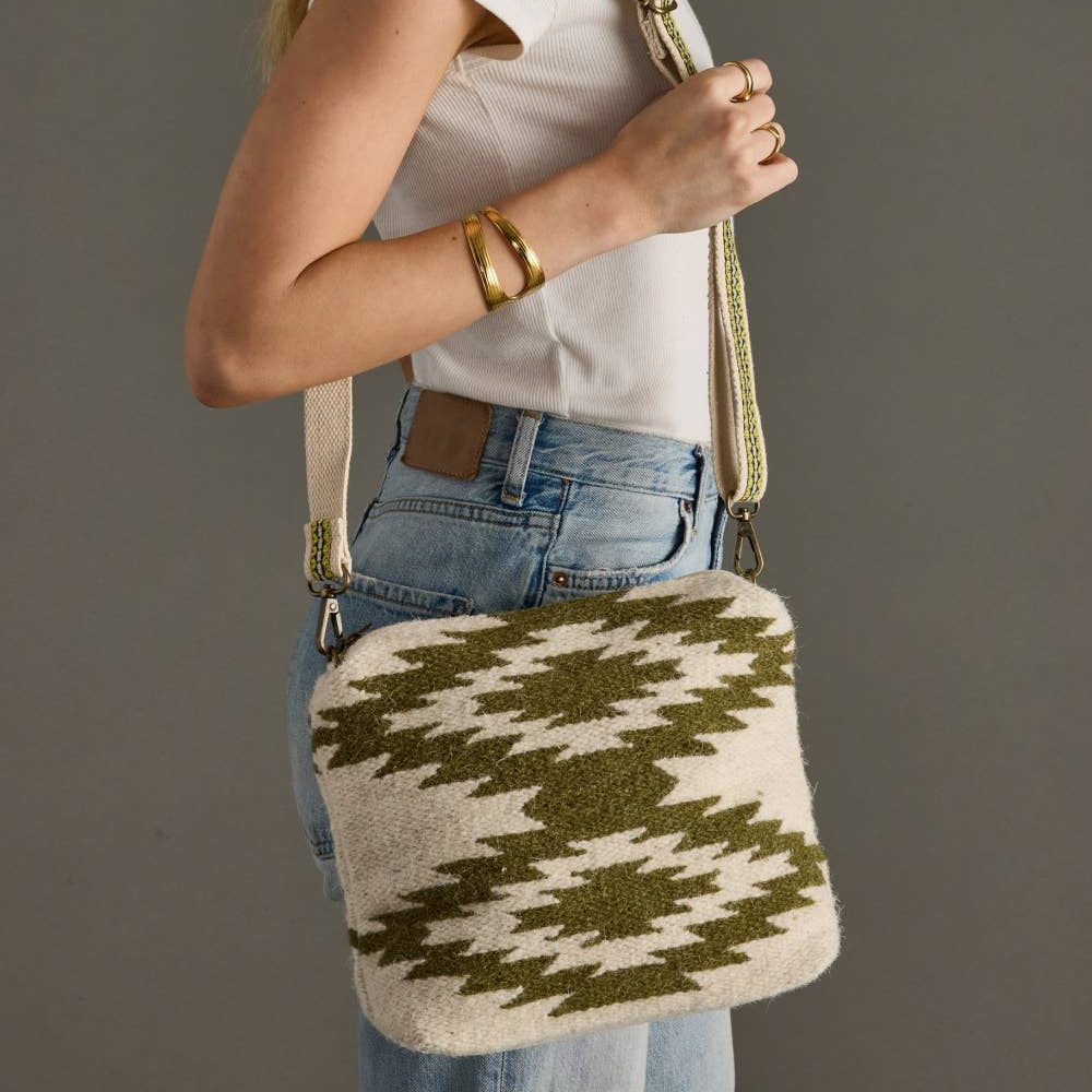 Cream & Olive Western Crossbody