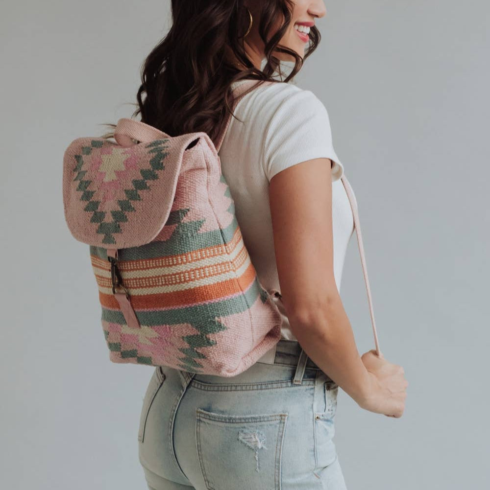 Pink, Orange & Slate Aztec Backpack
