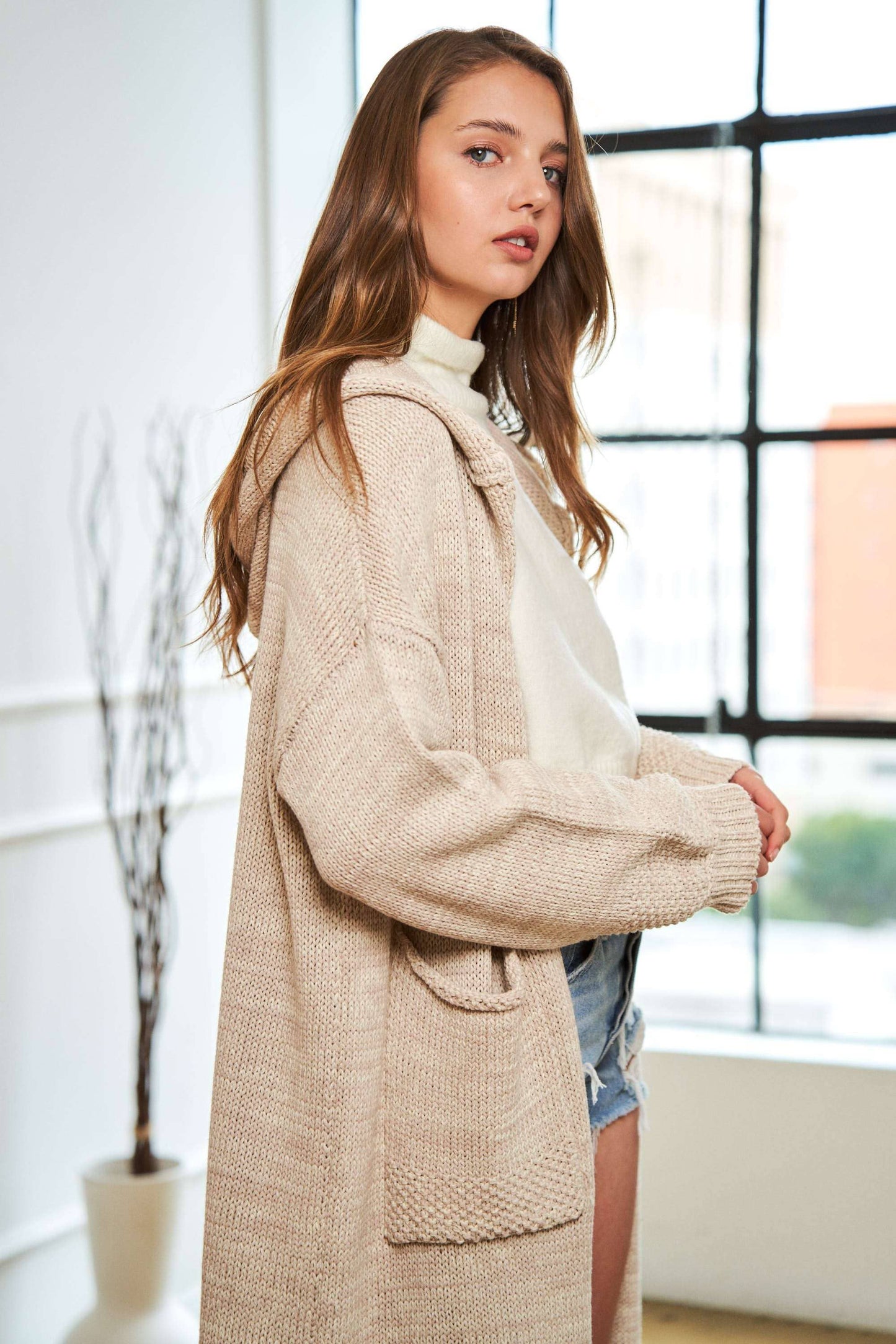 Oatmeal Hooded Cardigan