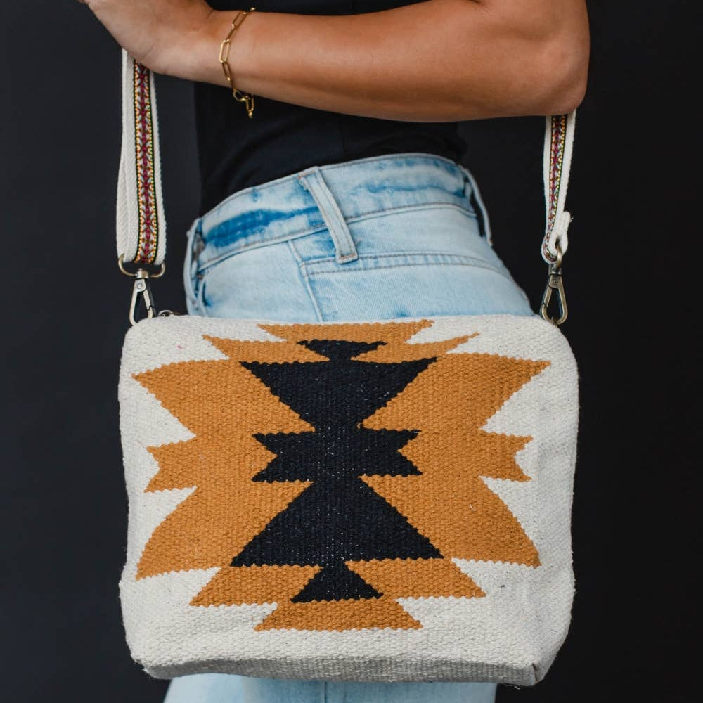 Cream, Camel & Black Aztec Crossbody