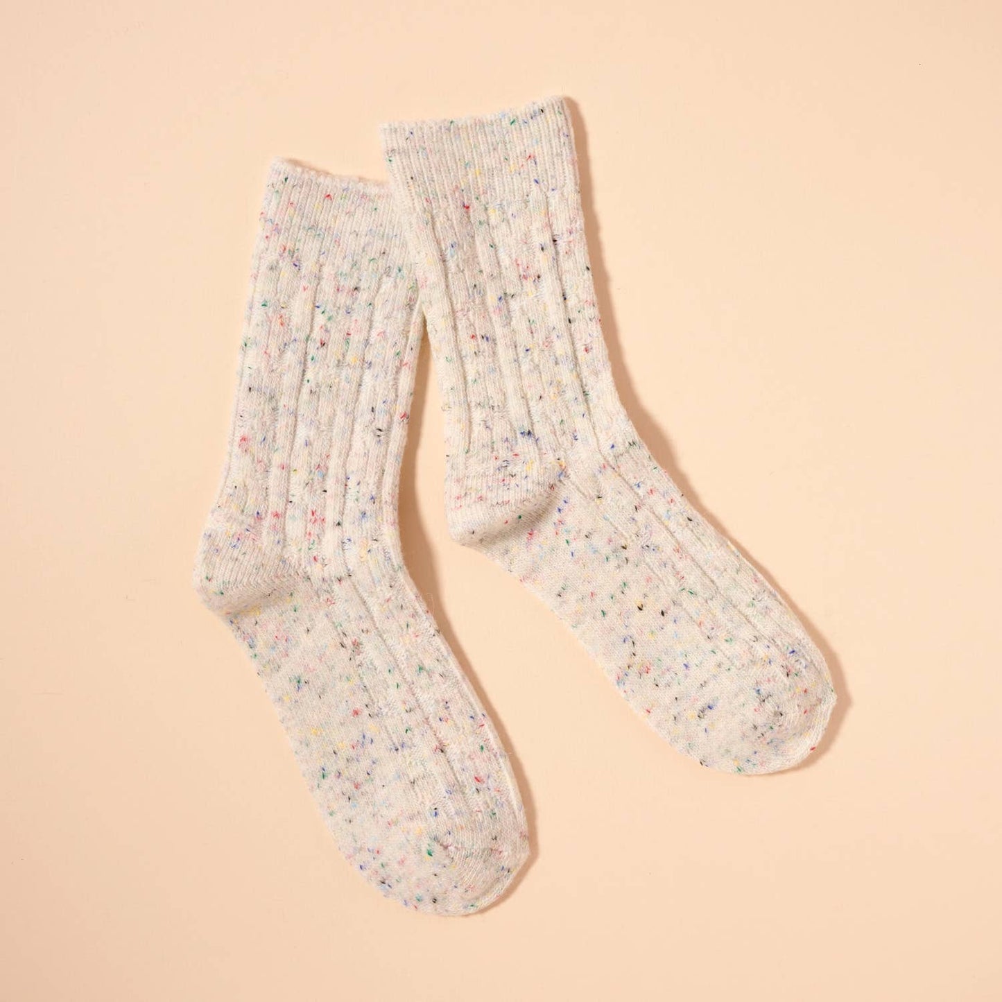 Speckle Cable Knit Socks in Sweet Cream