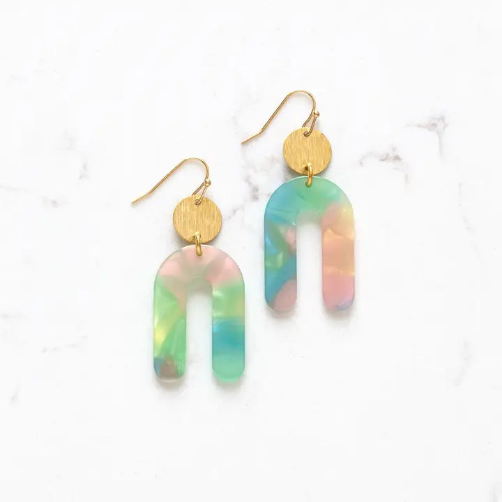 Tie Dye Arch Earrings - Pink