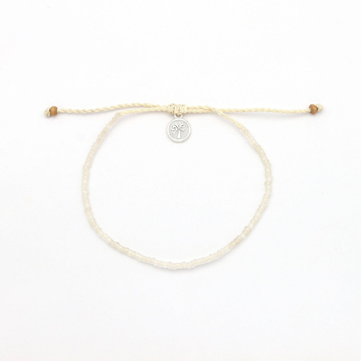 Ka'anapali Frosted Glass Beaded Anklet in White