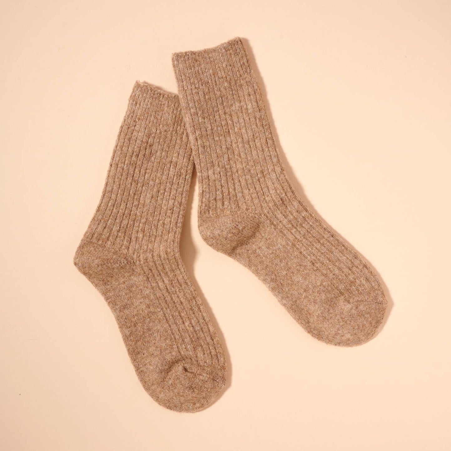 Cozy Ribbed Calf Socks in Caramel