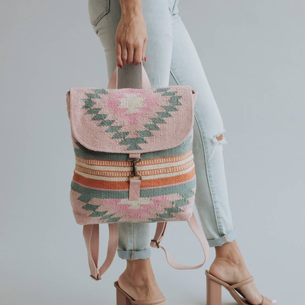 Pink, Orange & Slate Aztec Backpack