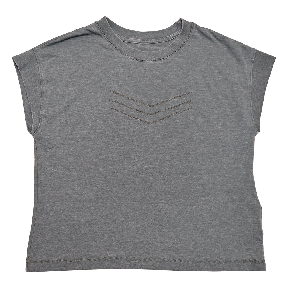 Beaded Chevron Drop Shoulder Tee