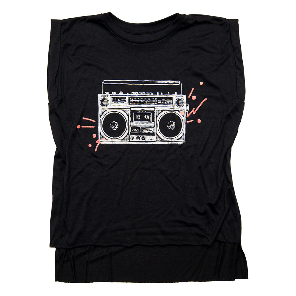Boom Box Rolled Sleeve Muscle Tee
