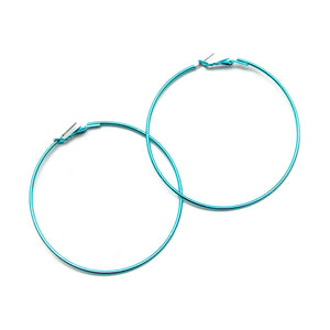 Aqua Metallic Hoop Earrings