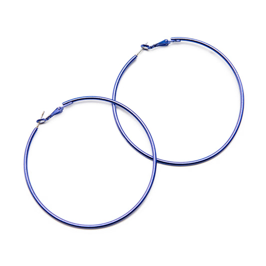 Indigo Metallic Hoop Earrings