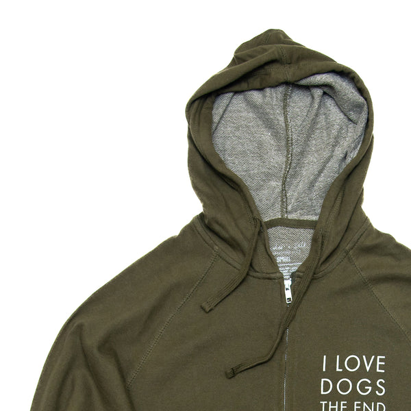 I Love Dogs French Terry Zip Hood