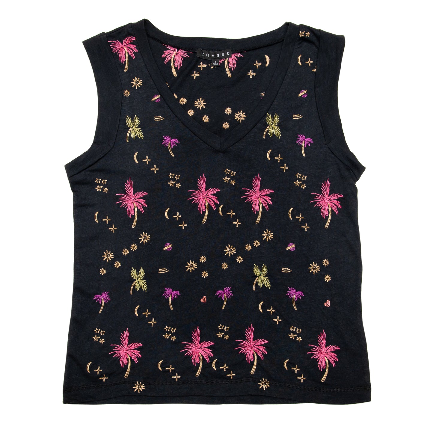 Night Palm Embroidered Tank