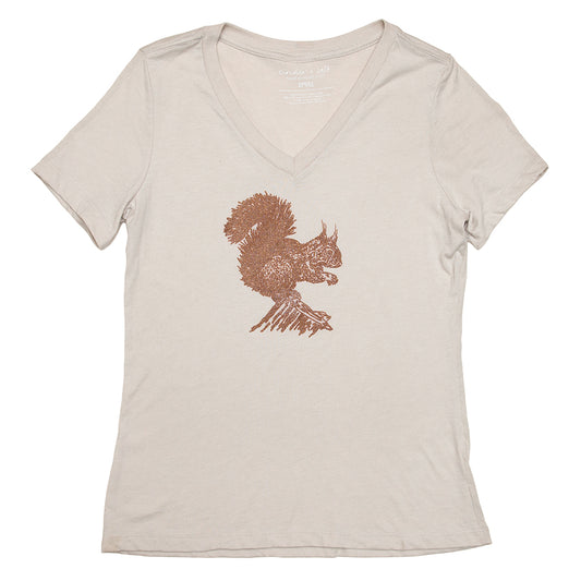 Red Squirrel Ladies V-Neck Tee