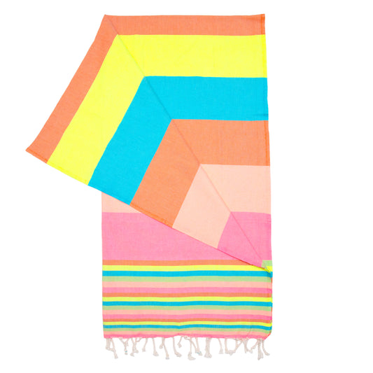 Coral Stripe Turkish Towel