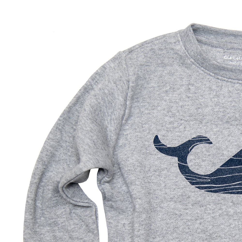 Wood Grain Whale Kids Sweatshirt