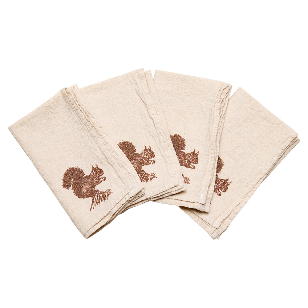 Red Squirrel Cloth Napkins - set of 4
