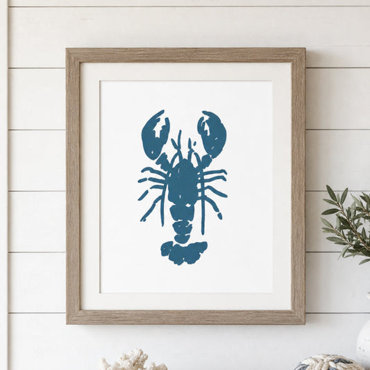 Lobster 8x10 Screenprint in Blue