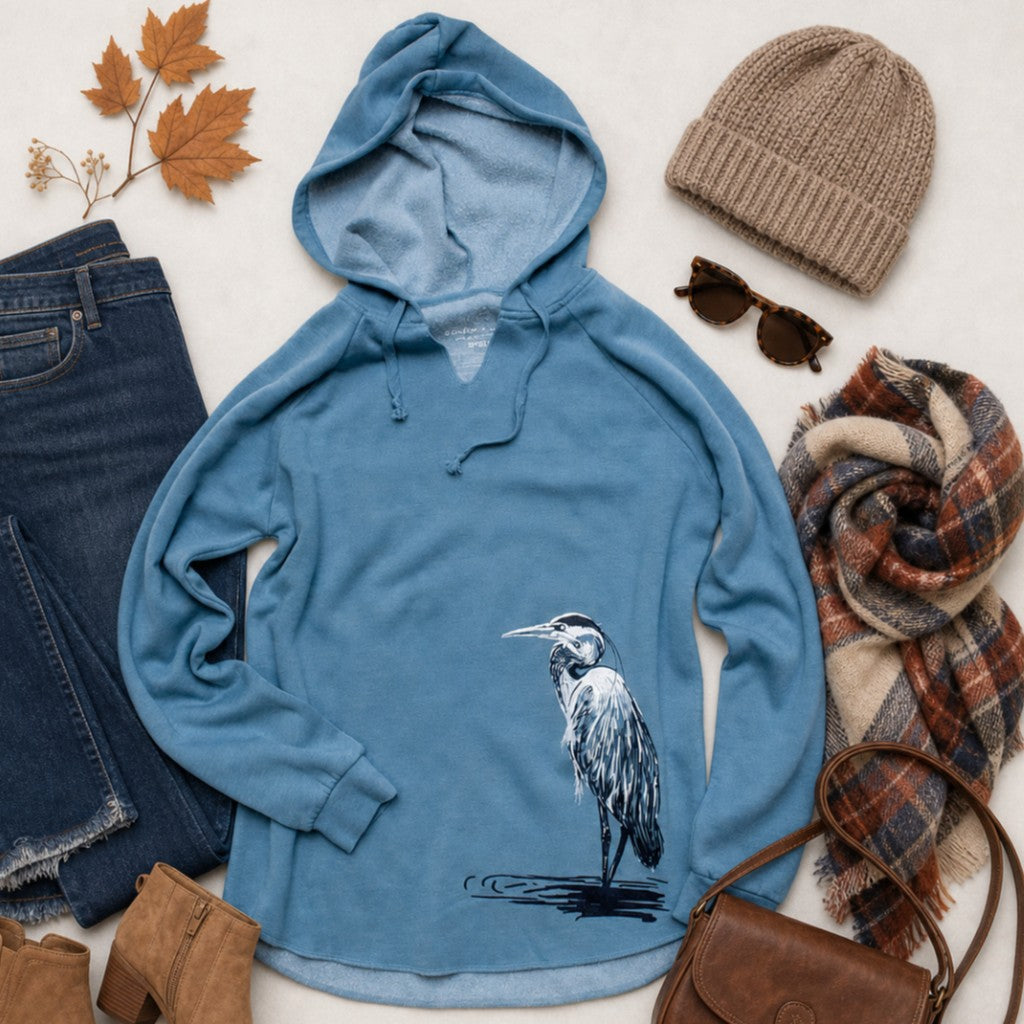 Great Blue Heron Beach Hoodie