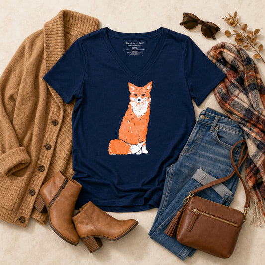 Red Fox Women's V-Neck Tee