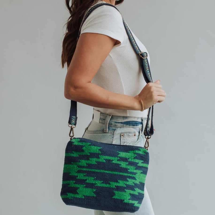 Navy & Green Aztec Crossbody
