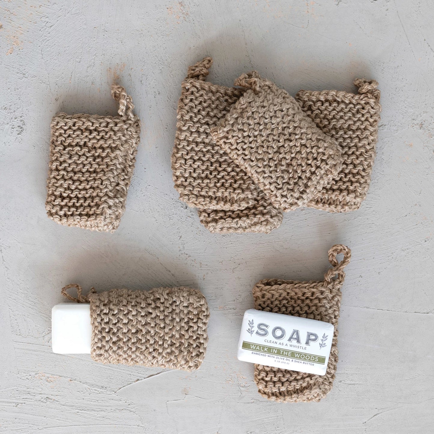 Crocheted Jute Soap Bag & Scrubber