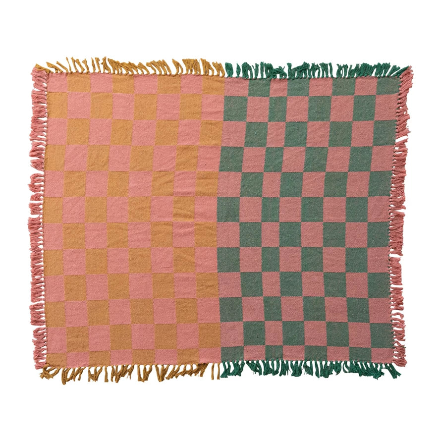 Checkered Throw in Pink & Green
