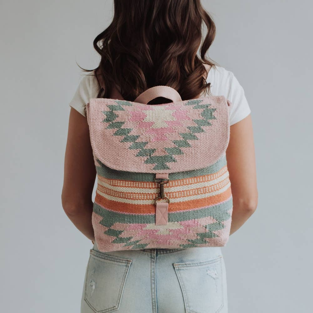 Pink, Orange & Slate Aztec Backpack