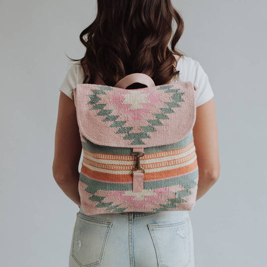 Pink, Orange & Slate Aztec Backpack