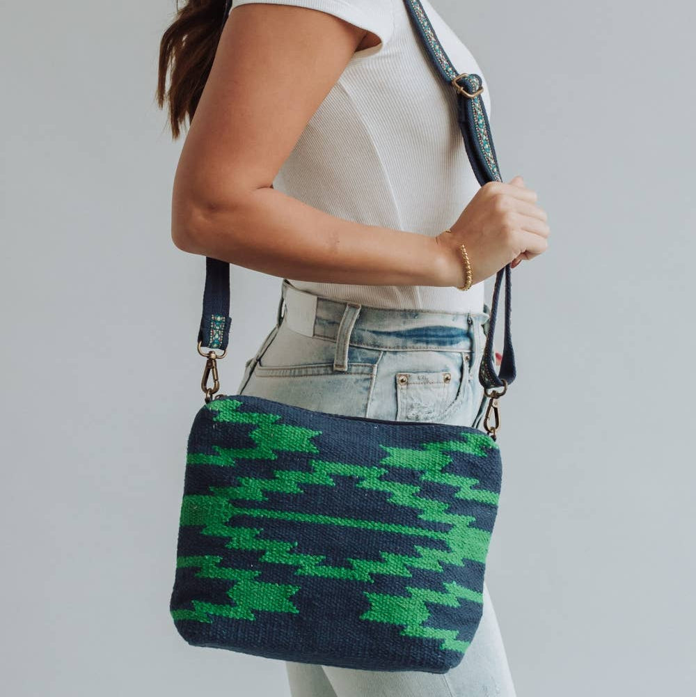 Navy & Green Aztec Crossbody