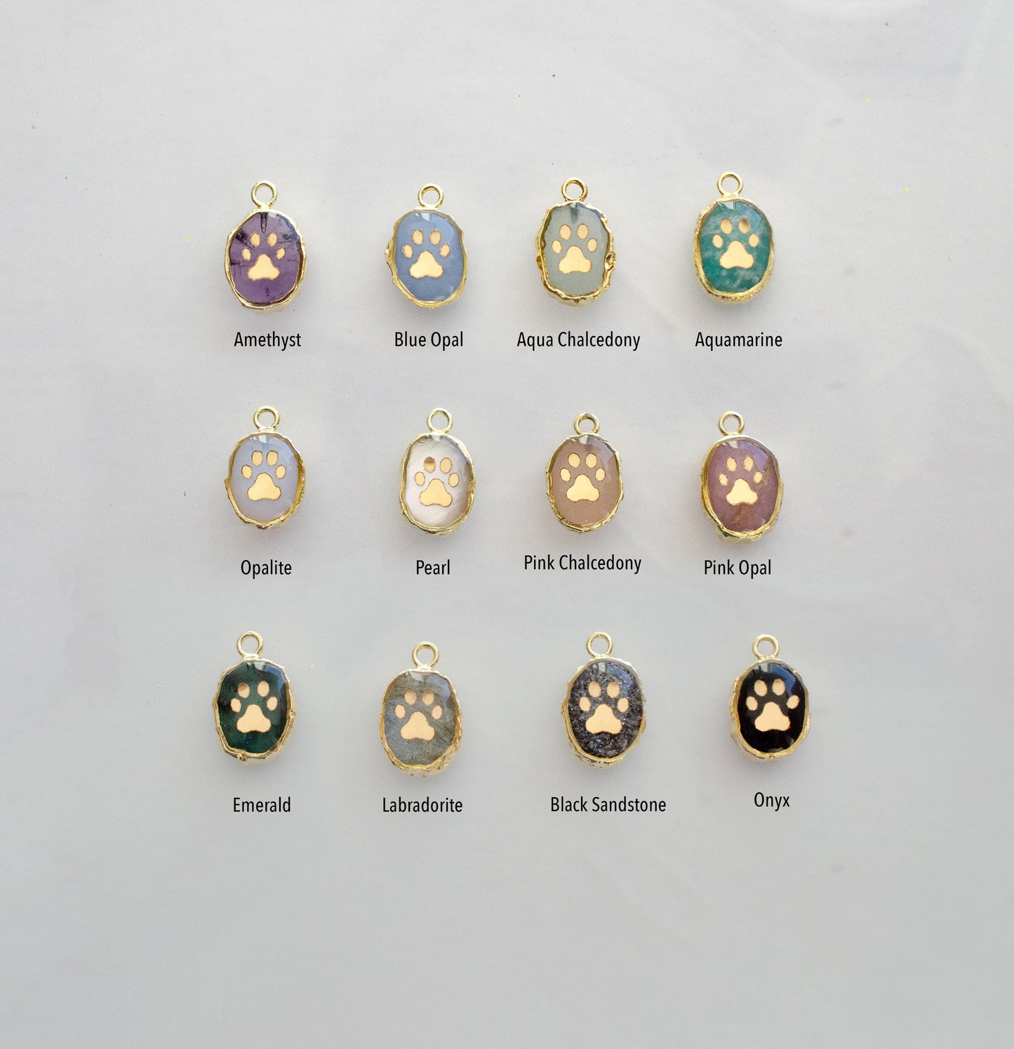 Paw Print Gemstone Necklace