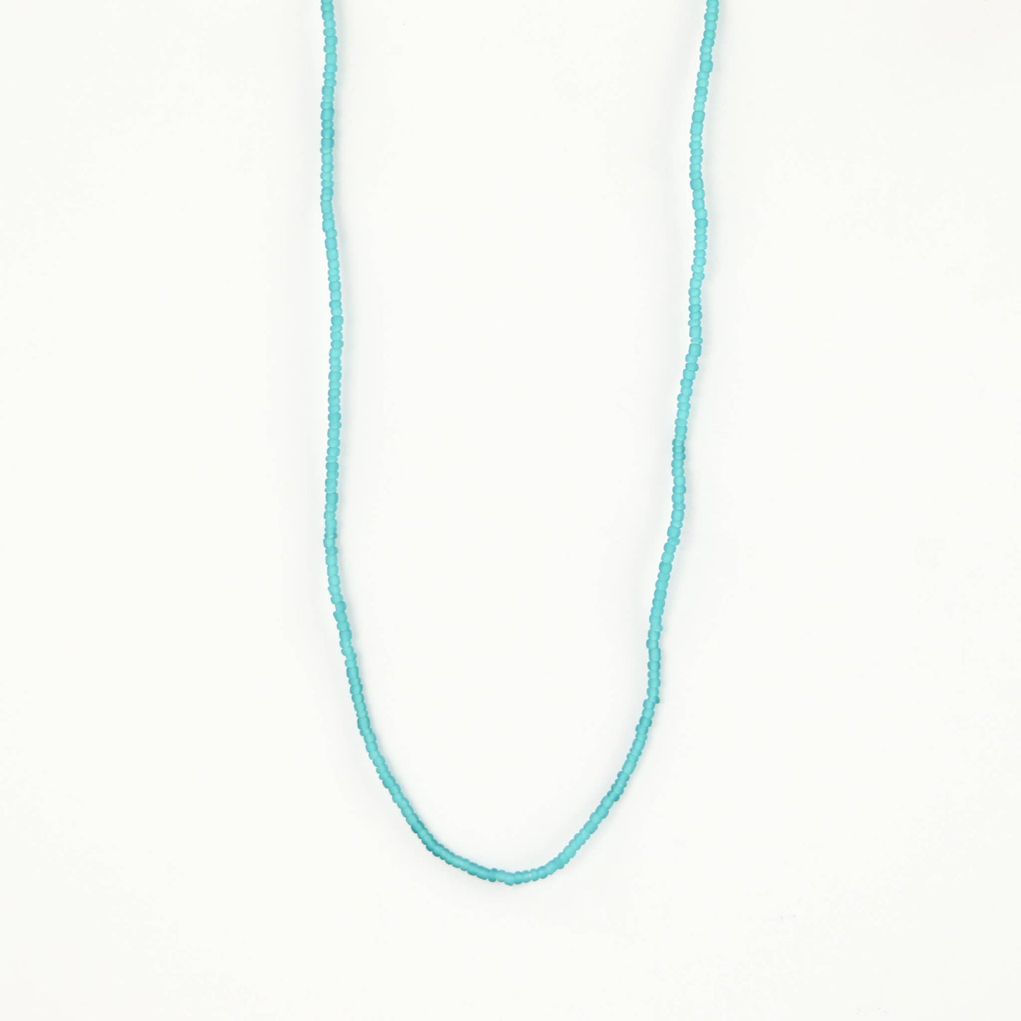 Ka'anapali Frosted Glass Beaded Necklace in Turquoise