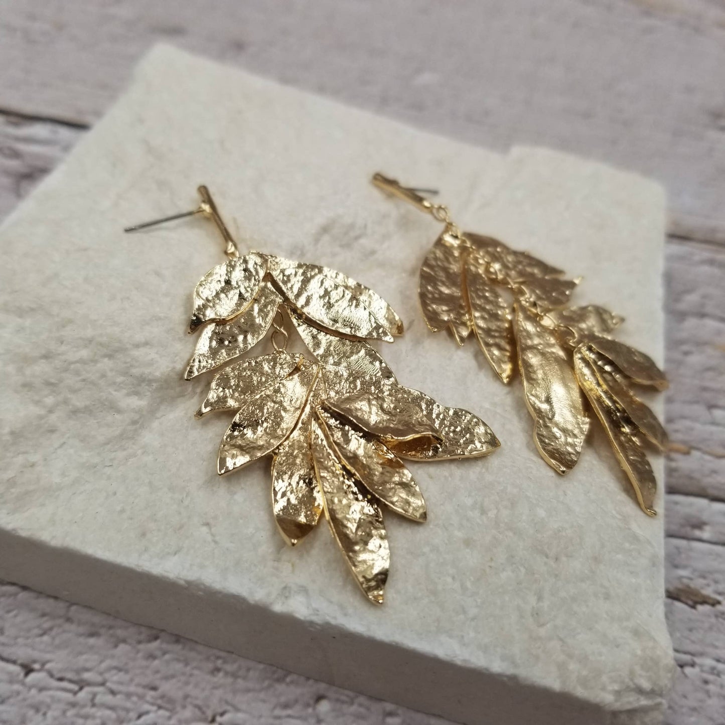Layered Gold Leaf Earrings