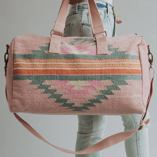 Pink, Orange & Slate Aztec Duffel