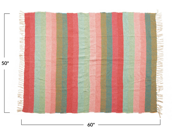 Bright Stripes Recycled Cotton Blend Throw Blanket