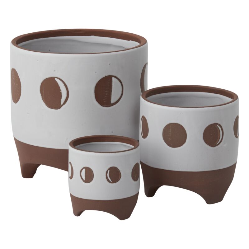 Moon Phases Solar Footed Pots