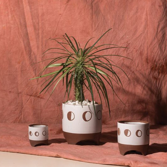 Moon Phases Solar Footed Pots