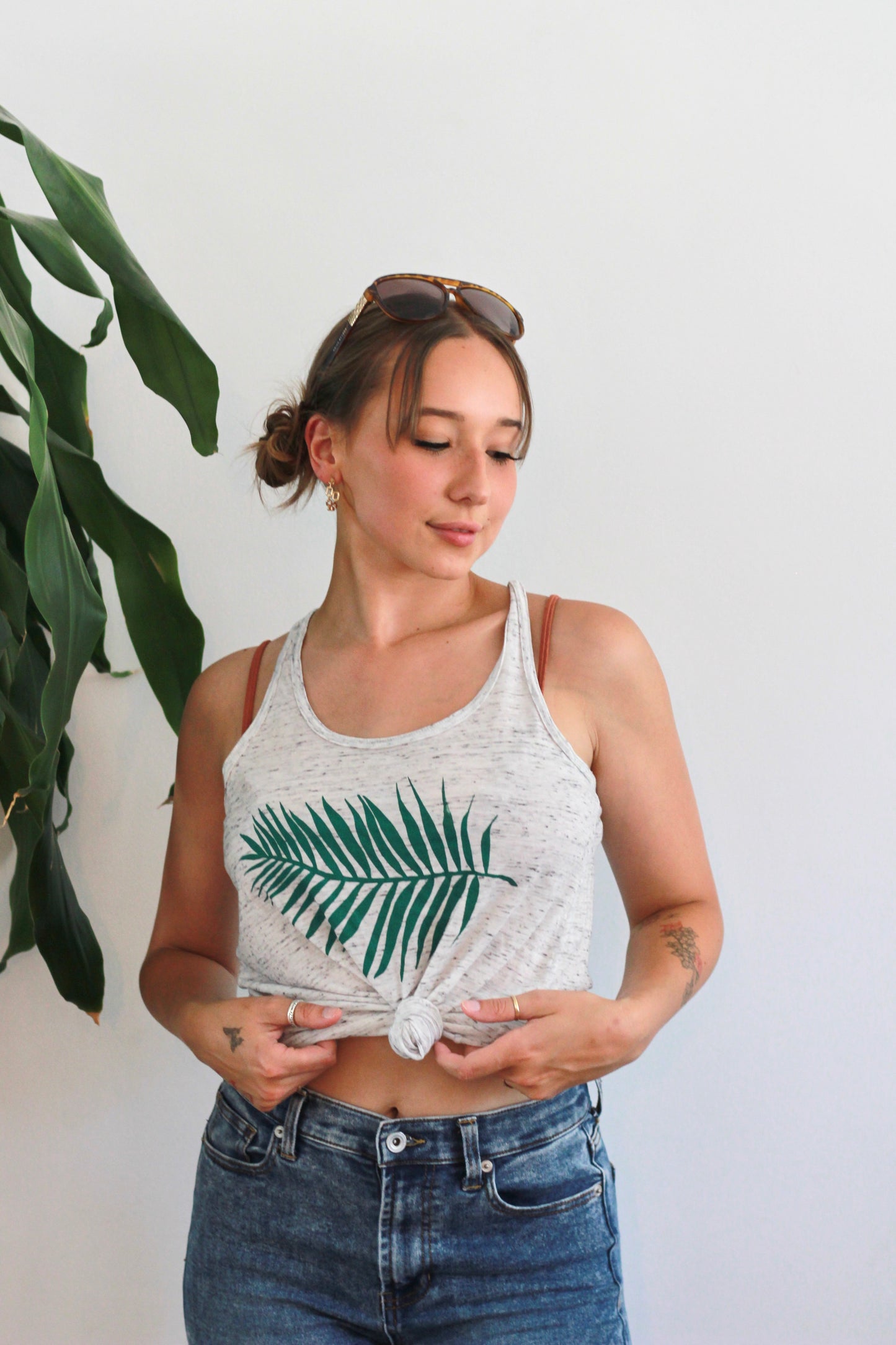 Palm Leaf Ladies Flowy Tank