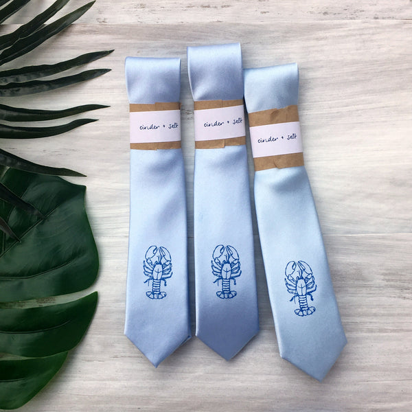 Lobster Skinny Tie - Pale Blue