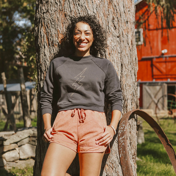 Lightning Bolt Crop Sweatshirt