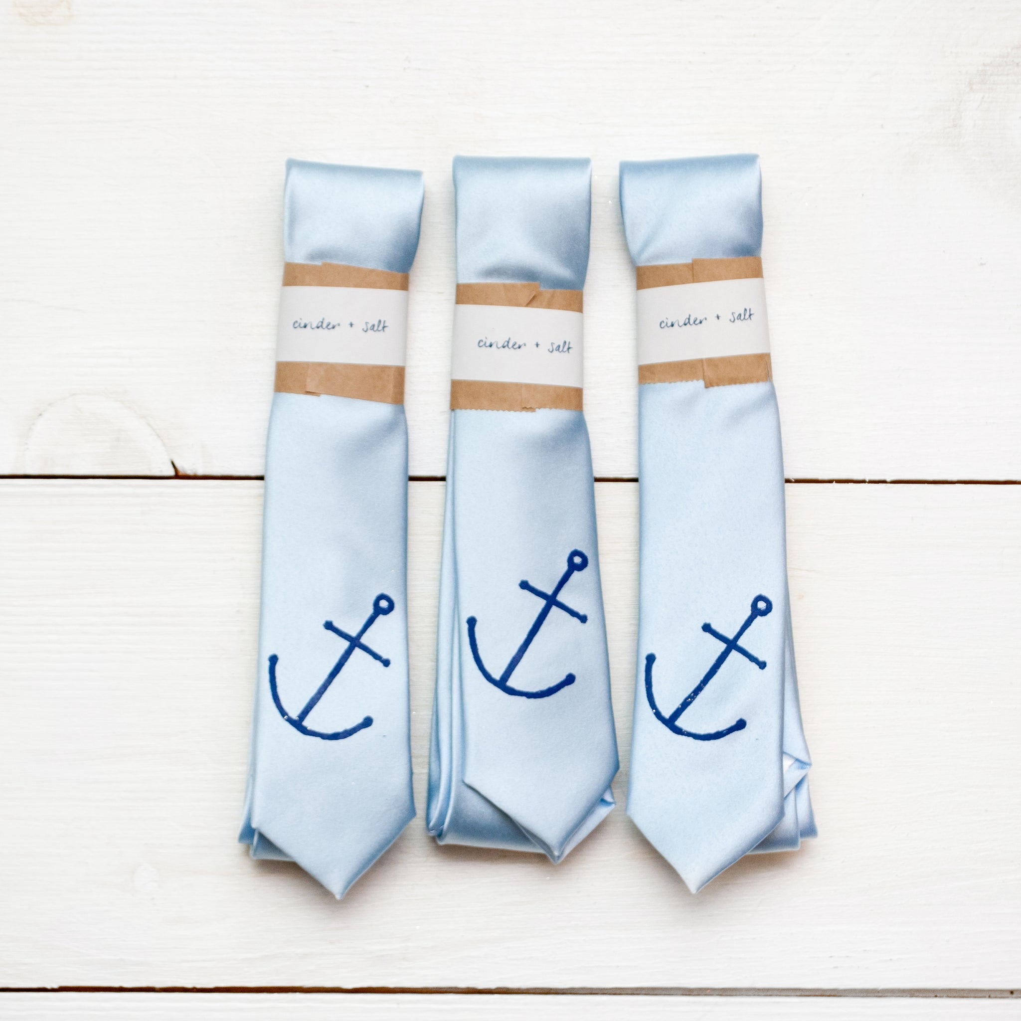 Anchor Skinny Tie - Pale Blue