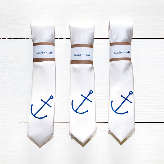 Anchor Skinny Tie - Pearl