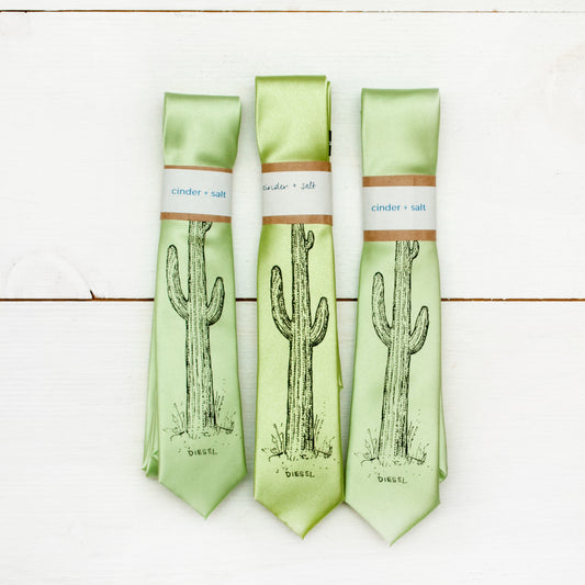 Cactus Skinny Tie - Lime Green