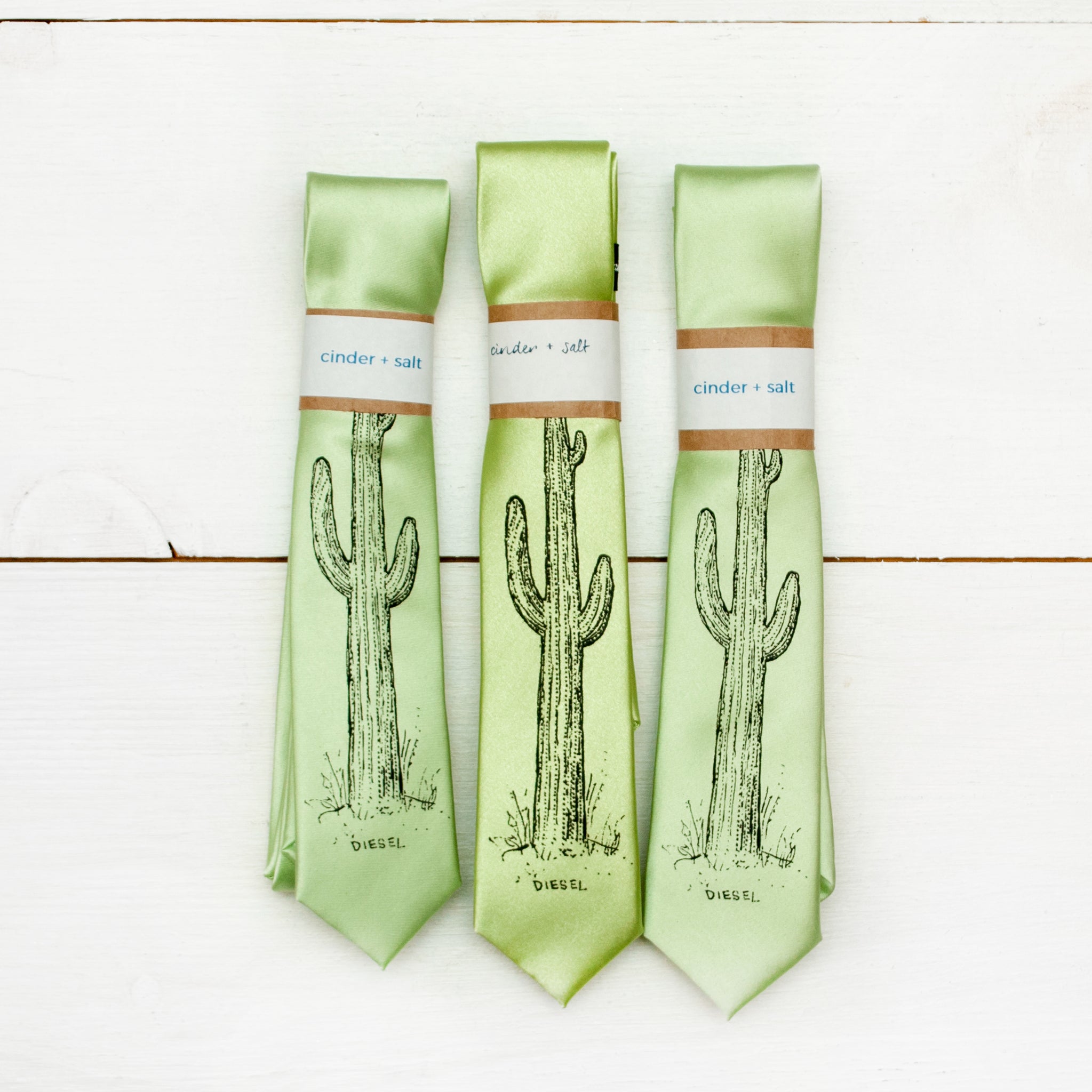 Cactus Skinny Tie - Lime Green