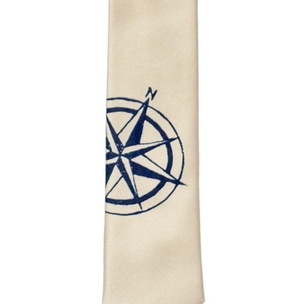 Compass Skinny Tie - Beige