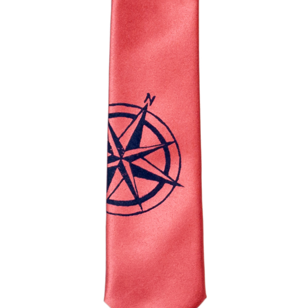 Compass Skinny Tie - Coral