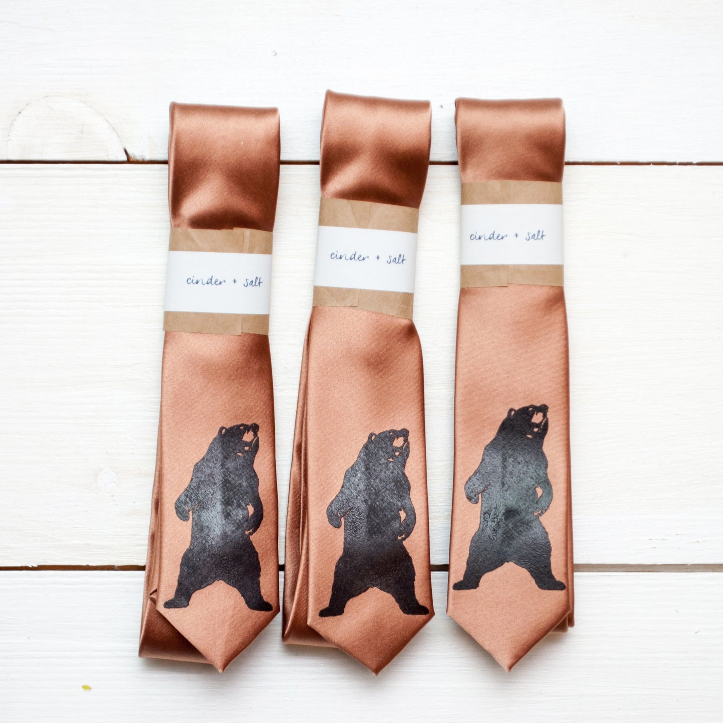 Grizzly Bear Skinny Tie - Bronze