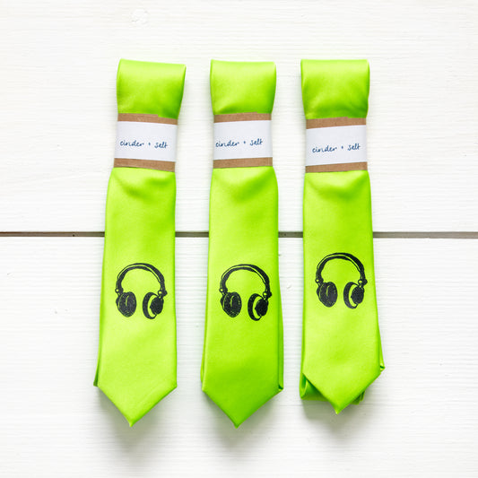 Headphones Skinny Tie - Lime